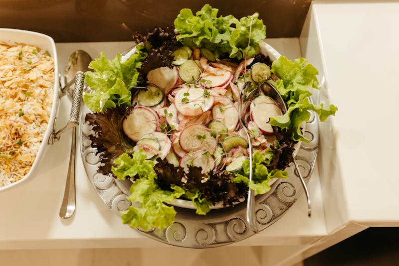 Garden fresh salad with mixed greens and vegetables